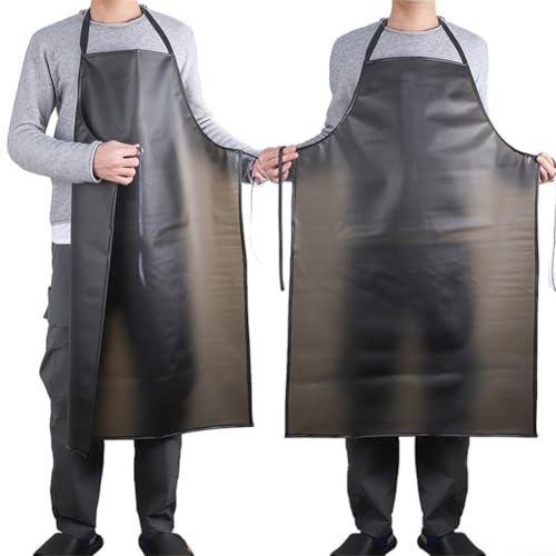 Elchuiaby PVC-Schürze für Küche, Arbeit, Reinigung, wasserdicht, Größe 8055 cm, 10065 cm, 11065 cm, 12065 cm, Schwarz