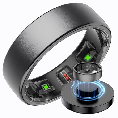 Anello intelligente in acciaio inossidabile, anelli intelligenti per uomo e donna, 5 ATM impermeabile, anello fitness tracker Android iOS, anello fitness, tracker del sonno, cardiofrequenzimetro