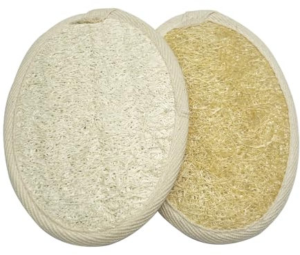 Natural Loofah Sponge 2 Pack - Eco-Friendly Exfoliating Body Scrubber for Men & Women, Biodegradable Shower Luffa with Dual-Sided Scrub (Gentle Terry Cloth & Revitalizing Exfoliator), Travel-Friendly