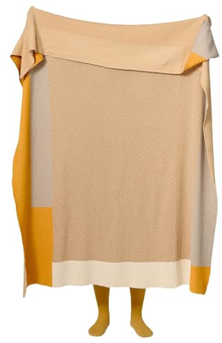 LDZDGD Weiche Strickdecke – Gemütliches Gestreiftes Patchwork-Design, Wollmischung für Sofa und Schlafzimmer, Leichte Dekorative Decke(Yellow)