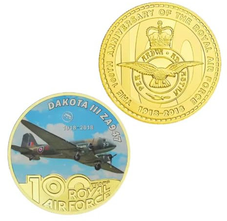 MINHBDER Monedas Conmemorativas del Centenario De La Fuerza Aérea, Chapadas En Oro, Modelo De Avión De Combate, Regalo De Colección Militar.