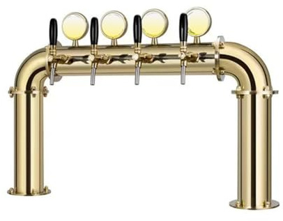 WYJRO Dispenser a Torre per Birra alla Spin, Torre per Birra in Acciaio Inossidabile, spillatore Birra Artigianale con Segno Liquore,d'oro