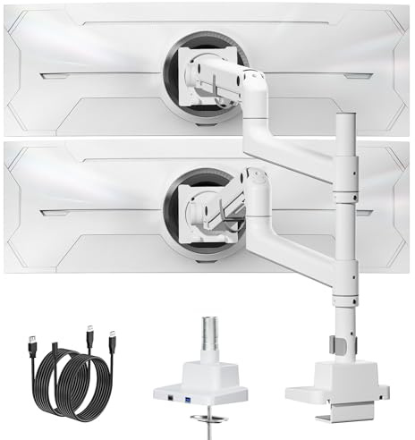 monTEK Heavy-Duty with USB Dual Monitor Arm for 17-57 Ultrawide Screens