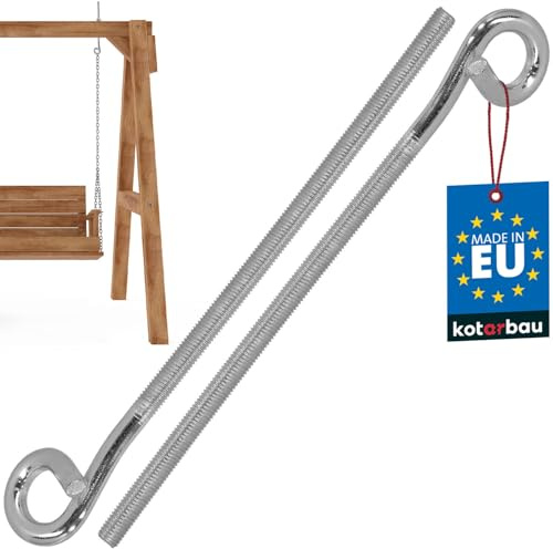 KOTARBAU® 2er Set Schaukelhaken - Schraubhaken - M12 310 mm - Verzinkter Stahl - Deckenhaken - Haken zum Schrauben - Schwerlasthaken - Schaukel Haken