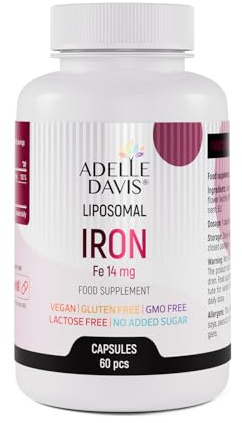 Liposomale Eisen Kapseln - Eisen Hochdosiert Für Erwachsene, Frauen, Männer - Nahrungsergänzungsmittel Frauen - Vegan, Leicht Verträglich - 60 Kapseln - Ohne Gluten, Laktose, Soja