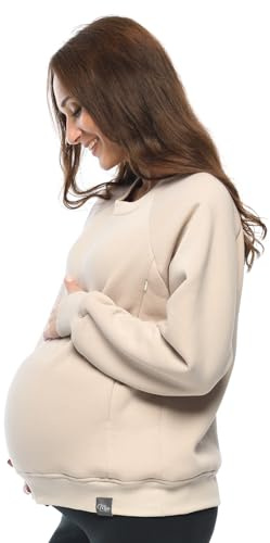 MijaCulture mammamode 2-i-1 amningströja och mammatröja, amningströja, Olivia M019, Beige, XXL
