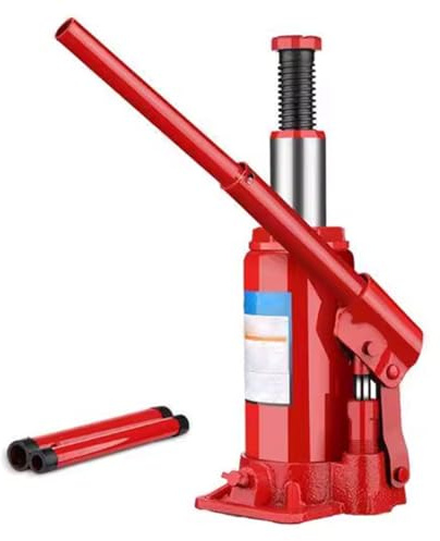 Geschweißter Hydraulischer Wagenheber for Nutzfahrzeuge, mit Pumpengriff, Vertikaler, Handbetriebener Wagenheber, for die Wartung Von Pkw, Pick-ups und Lkw, Rot(3t)