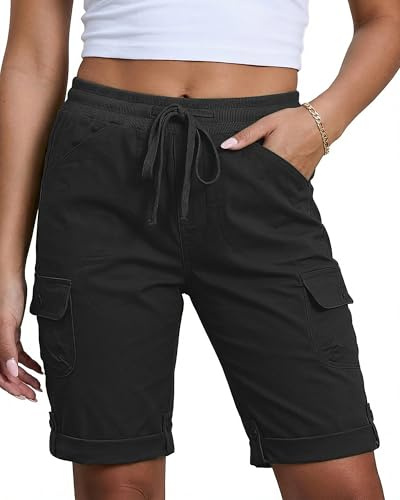 luvamia Women Shorts High Waisted Black Cargo Shorts Women Summer Outfits Size Medium Size 8 10