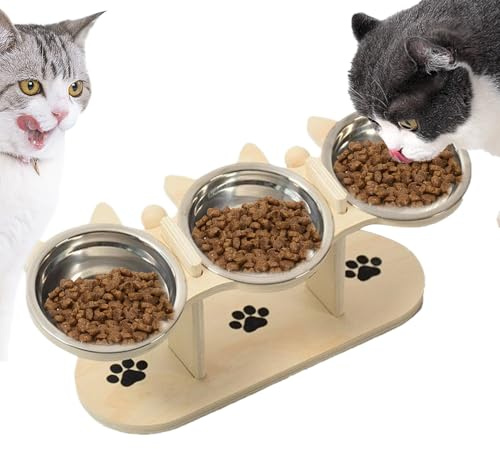 ETUCYNG Erhöhter Hundenapf – Halterung aus rutschfestem Holz, geneigt, Schüssel und Futterstation für Katzen, erhöht, für kleine und mittelgroße Tiere im Innen- und Außenbereich