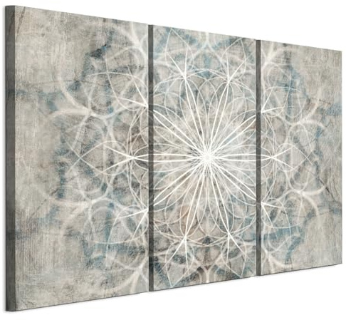 LUMASOUL Wandbilder 3er Set für Wohnzimmer Mandala 120x80 cm | 3-teiliges Leinwandbild für Schlafzimmer, Flur, Büro und Küche