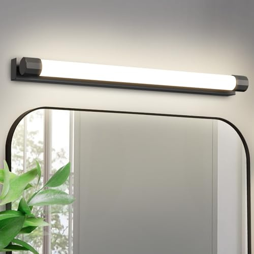 Homefire LED Spiegelleuchte Bad Spiegellampe 50CM 10W Badlampe Wand | Schwarz Wandlampe Badezimmer Neutralweiß 4000K Wasserdicht IP44 Wandleuchte Modern Badleuchte für Keller Küche Badschrank