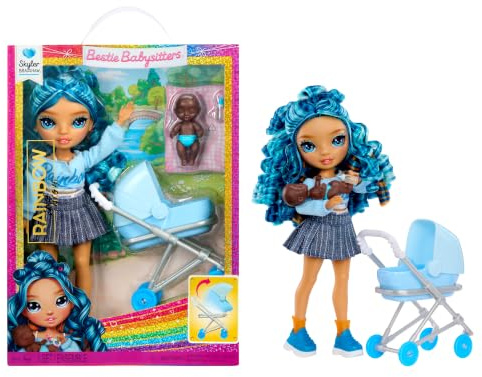 RAINBOW HIGH Junior Junior High Babysitters – Skyler Bradshaw, Poupée 23 cm | Comprend un bébé, une poussette, un couffin, un biberon, un peigne, une tenue et des accessoires, de 4 à 12 ans et plus