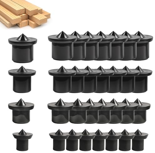 Zueyen Lot de 32 Pointes de Centrage pour Goujons en Acier Inoxydable, Guide de Perçage et Marqueur de Cheville 6, 8, 10, 12 mm pour Travaux de Menuiserie de Précision (Noir)