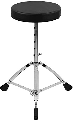 Badafaci Trono de Batería Universal, Taburete de Batería Ajustable con Comodidad Premium, Patas de Acero de Doble Refuerzo y 5 Niveles de Altura para Bateristas Adultos en Entornos de Jazz