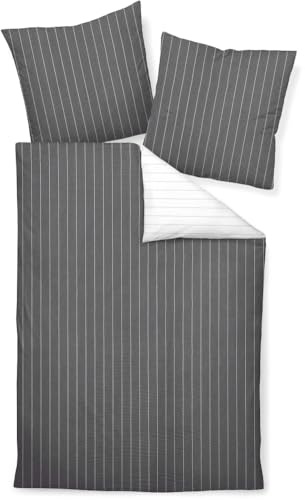 Janine Design Bettwäsche-Garnitur Mako-Soft-Seersucker 20020 Tango Farbe Titan Größe 155x220+80x80