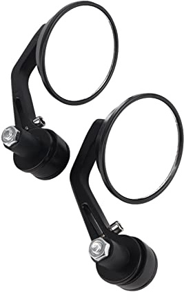 Qiilu 7/8 22mm Rétroviseurs de Moto Universel, 1 paire de Miroirs latéraux de moto miroir arrière embout de guidon Chrome