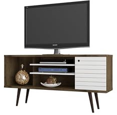 Manhattan Comfort Liberty Mid Century Moderner TV-Ständer für Fernseher bis 127,7 cm (50 Zoll), Schlafzimmer und Wohnzimmer, Entertainment-Center mit Stauraum, Regalen und Schrank, 134,6 cm breit,