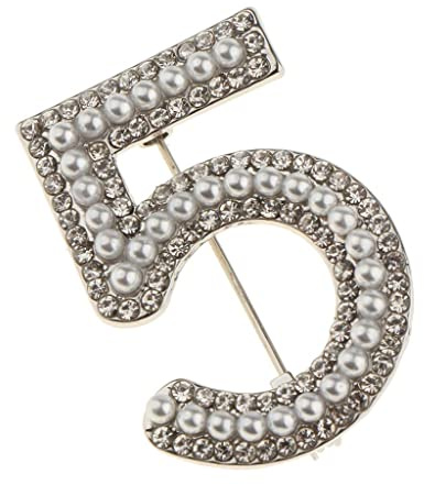 MagiDeal Broche Cristal Pin Numéro 5 Forme Bijoux Fantaisie Femme Broche Strass - Argent