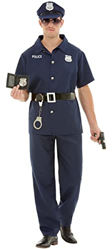Funidelia | Costume da Poliziotto per Uomo Taglia S Poliziotto, Agente di Polizia, FBI, Professioni - Azzurro/Blu