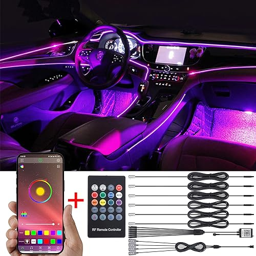 TABEN Neonleuchtleisten für das Auto, 4-teiliges Set, mit 64 Farben, zur Autodekoration, Stimmungslicht, Innenraumbeleuchtung, wasserdicht, DC12V (1 Set)