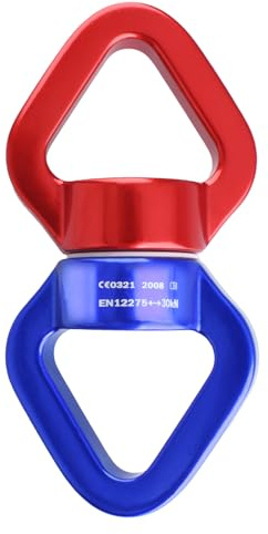 TRIWONDER Swivel 360° Rotante per Arrampicata e Yoga Aereo, 30kN Swivel Moschettone Girevole in Alluminio, Discensore Otto da Arrampicata Alpinismo Calata (00 Rosso & Blu (30kN))