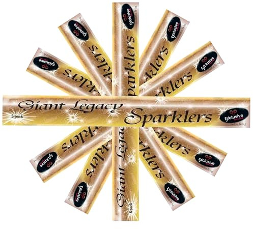 EXCLUSIVE ONLINE Giant Legacy Sparklers 40cm (16) (5 Packets (25 pieces)) CAT F1 Sparklers for Halloween Christmas New Year Birthday Anniversary and Other Celebration