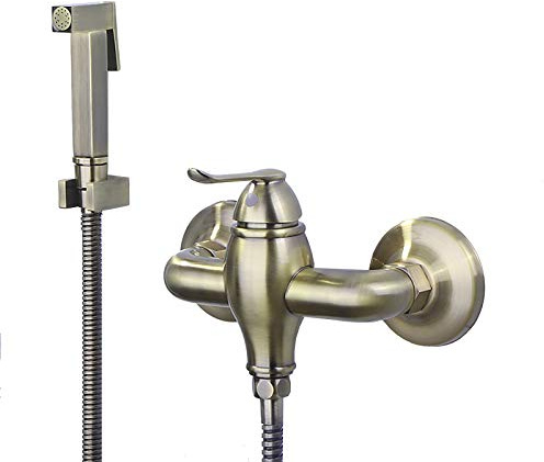 GLYYR Pulvérisateur de Bidet Bronze Vert, Mural Douchette à Main Bidet Kit Laiton Toilette Bidet Spray avec Eau Chaude et Froide, Kit de Pulvérisation de Toilette,Type A