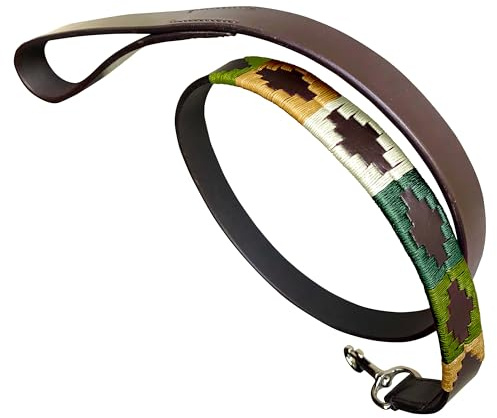 Carlos Diaz Echtes Leder gewachst Premium Bestickt Polo Hundeleine