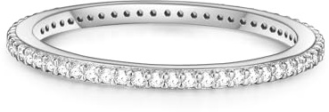 GLANZSTÜCKE MÜNCHEN Damen Ring aus 925/- Sterling Silber mit Zirkonia Weiß | dünner Memoirering,Stapelring,Vorsteckring,filigran,Silberring mit Steinen,Bandring,Ringbreite 1,3 mm