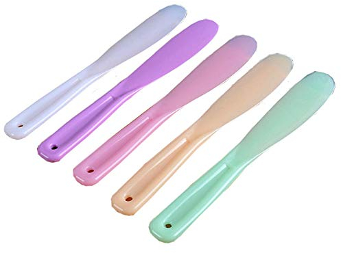 6Pcs Large Plastic Cosmetic Spatula Candy Color Reusable Cosmetic Mask Mixing Spoon Scoops Spatulas Stick Applicator Beauty Spa Makeup Tools for Facial Skin Care DIY Mask Mixing and Sampling Tool,