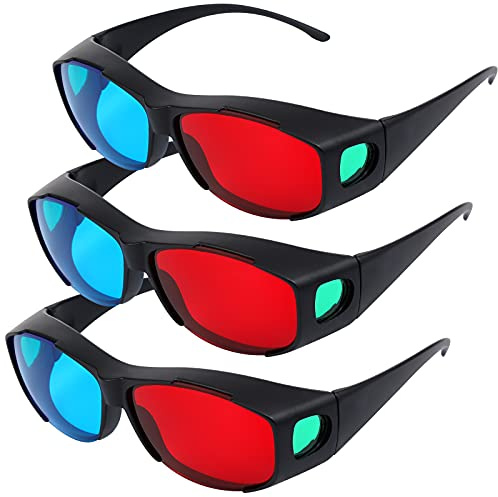 3 Pieces Red Blue 3D Glasses 3D Movie Game Glasses Anti-Polarization Design Red-Blue 3D Style Glasses