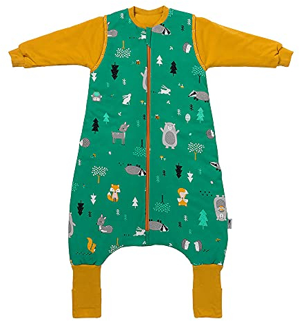 schlummersack Winterschlafsack mit Füßen Bio Baumwolle 3.5 Tog 120 cm Waldtiere | Kinder Schlafsack mit Beinen und verlängerten Bündchen Körpergröße 120-130cm | Winter Füßen 3.5 Tog