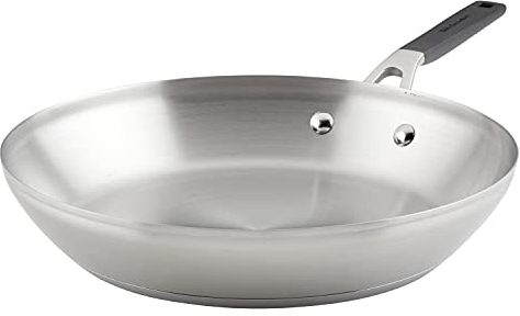 KitchenAid Stainless Steel Frying Pan/Skillet, 12 Inch, Brushed Stainless Steel