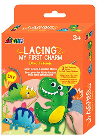 Avenir 6301798, Nähset Dinos, Bastelset für Kinder ab 3 Jahren, Kreativ-Kit, Näh-Anfänger, Nähen lernen