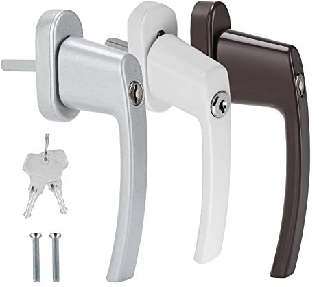 Tubiaz Fönsterhandtag, låsbart fönsterhandtag, 12 x aluminium, låsbar aluminiumlegering, fönsterhandtag, barnsäkring med lås i stiftlängd 35 mm, fönsterlås i vitt