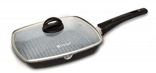 Dorsch Poêle antiadhésive Grill avec couvercle - 28 cm, revêtement céramique, PFOA-Free, Even Heating, Easy to Clean, Durable Construction en aluminium
