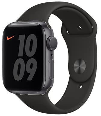 Apple Watch Nike Series 6 (GPS, 44MM) - Space Grey Aluminum Case with Black Sport Band (Renewed)