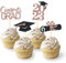 24 pezzi glitterati 2025 per cupcake, decorazione per laurea, decorazione per feste di laurea (nero e oro rosa)