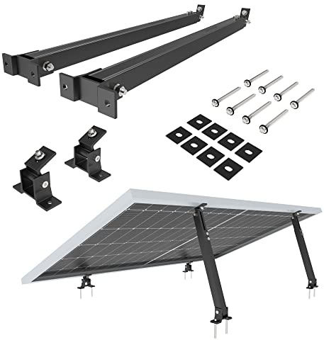 NuaSol Montageset für Balkonkraftwerk | 2 Stück Solarmodul Halterung | Aufständerung 30°-60° | individuell verstellbar | Inkl. Schrauben- & Muttern- Set |Alu Solarpanel Halterung Flachdach | Schwarz