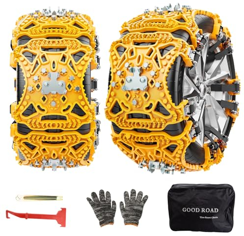 GOHHME 6 Piezas Cadenas de Nieve para Coche, Nuevo Juego de Cadenas de Coche Antideslizantes de Ajuste Universalde Nieve de Emergencia Antideslizantes Cadenas de Tracción para Camión SUV Coche