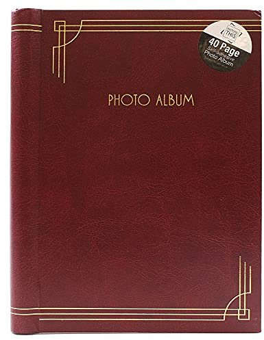 8” x 6” Size Photo Album Self Adhesive 40 Pages Red and Black Colour For Memory Record, DIY and Home (Red)