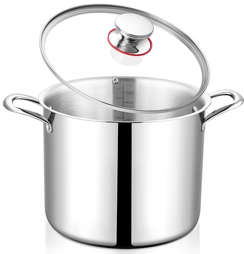 12QT Large Stainless Steel Stock Pot with Lid, Onader Tri-ply Cooking Soup Stockpot