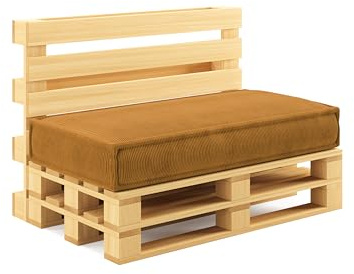 chilly pilley® Palettenkissen Palettenauflagen aus Cord für EU-Paletten - Abnehmbarer Bezug - Sitzkissen - Rückenlehnenkissen viele Farben (Honig, Sitzkissen 120x80)