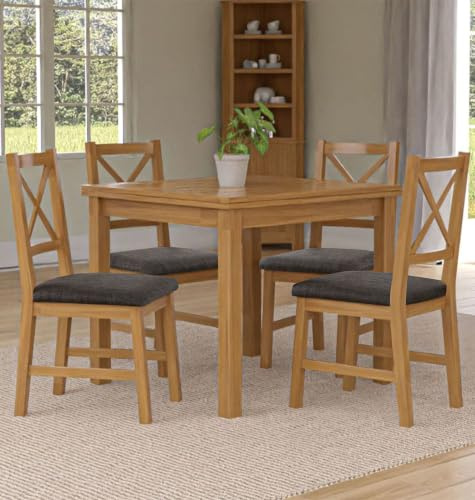 Hallowood Furniture Waverly Oak Extendable Dining Table and Chairs Set 4