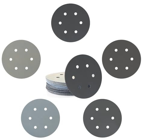 25 Piece 150mm Sanding Disc Set with 6 holes Ideal for Wet and Dry Sanding, Premium Silicon Carbide Abrasive for Auto, Wood, and Metal Polishing, Paint Removal 1000/2000/3000/4000/5000 Grit