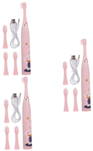 Gatuida 3sätze Elektrische Kinderzahnbürste Cartoon-design Tragbar Wiederaufladbar Für Jungen Und Mädchen Farbenfroh Und Kinderfreundlich Für Zähneputzen Im Bad