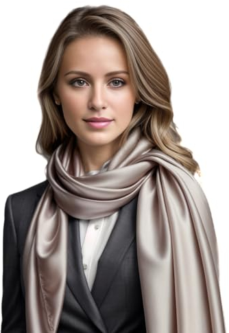 LA FERANI Damen Seidenschal 100% Seide Halstuch grau einfarbig Seidentuch 180x90cm Uni Farbe für Anzug formelle Anlässe Stola Business Style Geschenk für Sie (Grau)