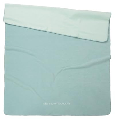 TOM TAILOR Jacquard Decke, 150x200 cm, 58% Baumwolle, 32% Polyacryl, 10% Polyester/ Jacquard, mit Wendemotiv, Kettelnaht und gewebtem Logo, JACQUARD BLANKET Türkis (Fresh Sage)