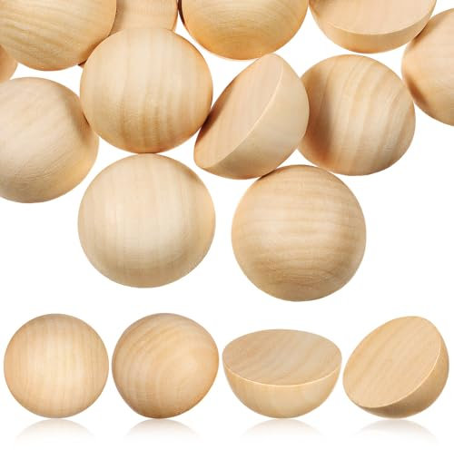 NUOBESTY Halbe Holzkugeln Halbe Holzperlen Unvollendete Geteilte Holzkugeln Diy Leere Holzkugeln Basteldekorationen 1. 97 Zoll Durchmesser 40 Stück