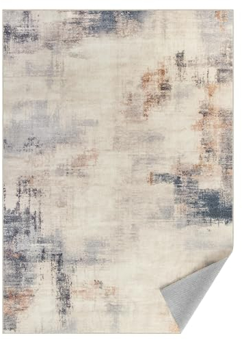 SONGMICS HOME Area Rug, 160 x 230 cm Rug for Living Room, Non-Slip Carpet, Modern Abstract Style, Home Decor, for Bedroom, Kitchen, Hallway, Dining Room, Machine Washable, Camel Brown TAR077K01